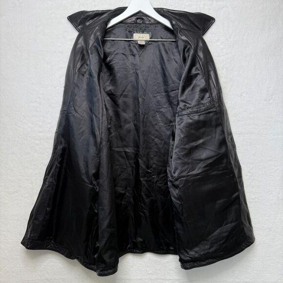 MERONA Genuine Soft Leather‎ Jacket Coat Button Outdoor Y2K VTG Black Mens L - Picture 5 of 8